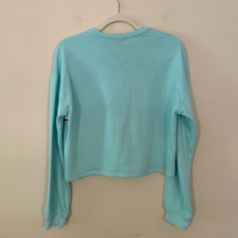 Forever 21 Retro Crop Light Turquoise Sweatshirt Size M - Picture 2 of 3